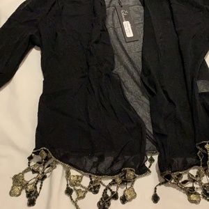 NEW ELANA KATTAN OPEN FRONT NYLON CARDIGAN TOP